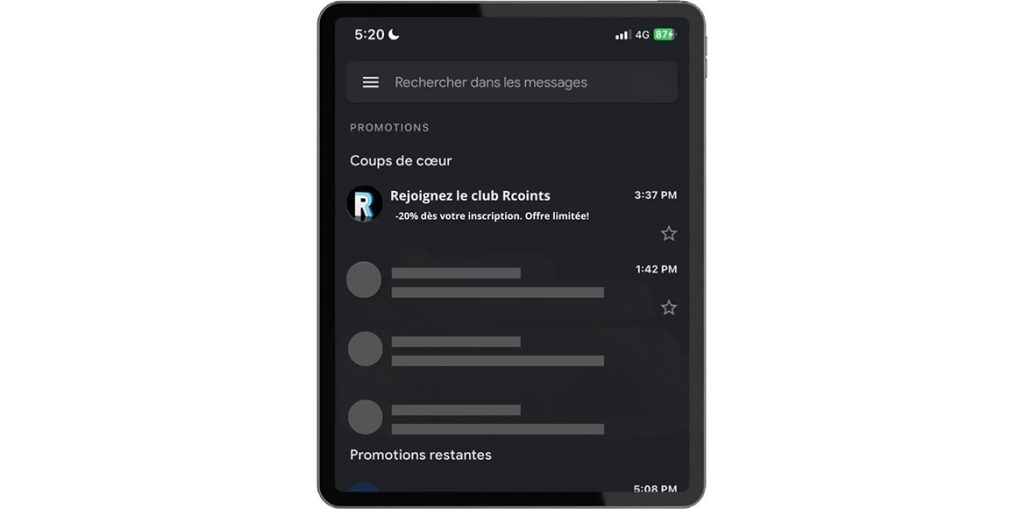 publicite discovery gmail