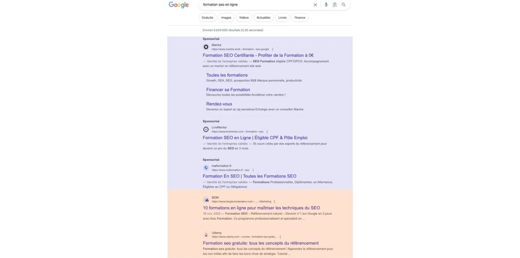 resultats de recherche de reseau