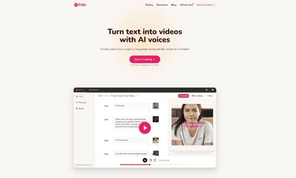 fliki logiciel generation video base texte ia