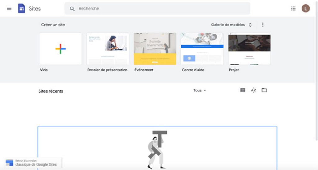 illustration google sites concepteur page web site design