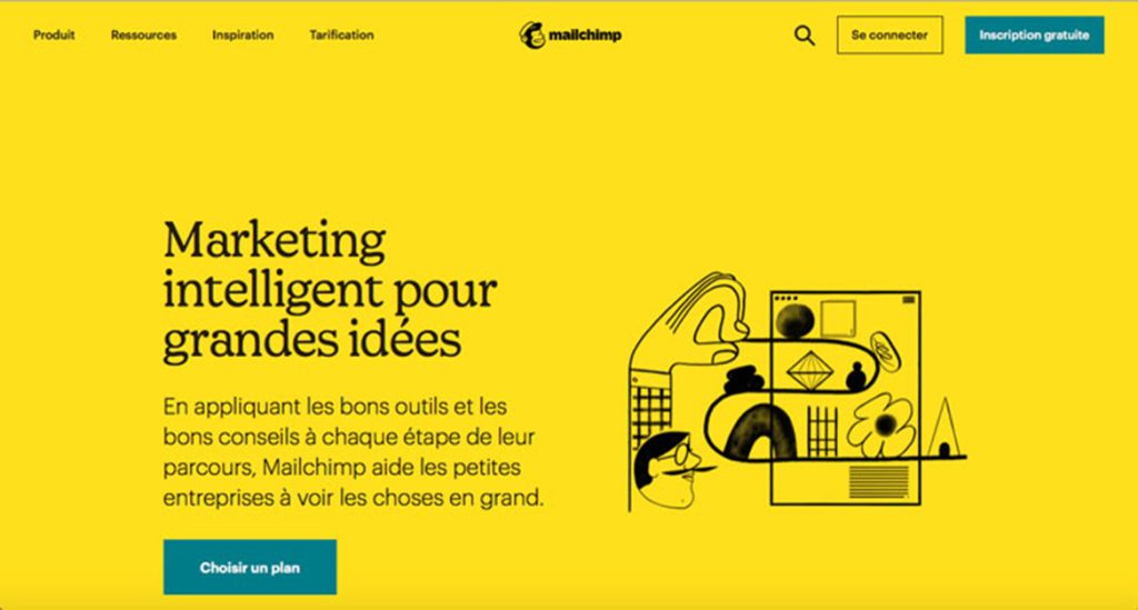 illustration mailchimp concepteur landing page web site design