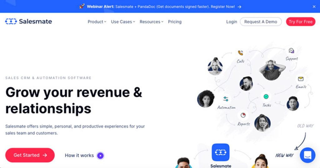 illustration salesmate crm landing page web site design