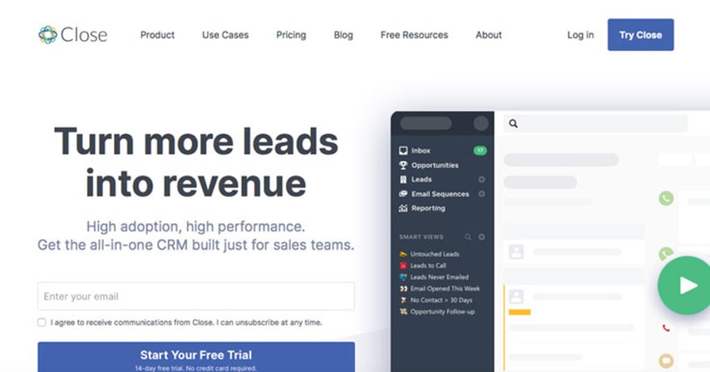 illustration close crm landing page web site design