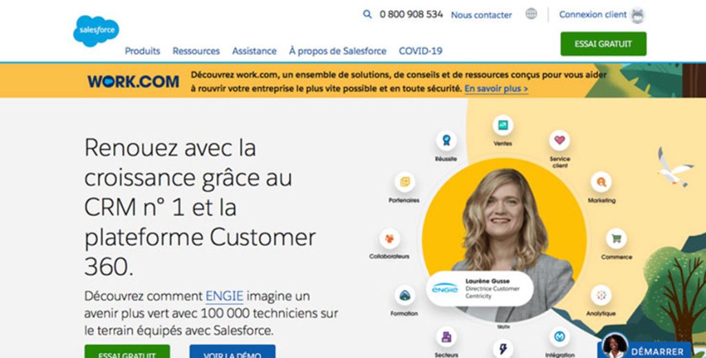 illustration sales force crm landing page web site design