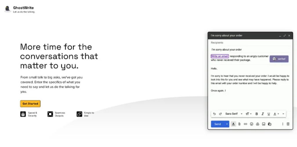 logiciel ecriture email ia ghostwrite