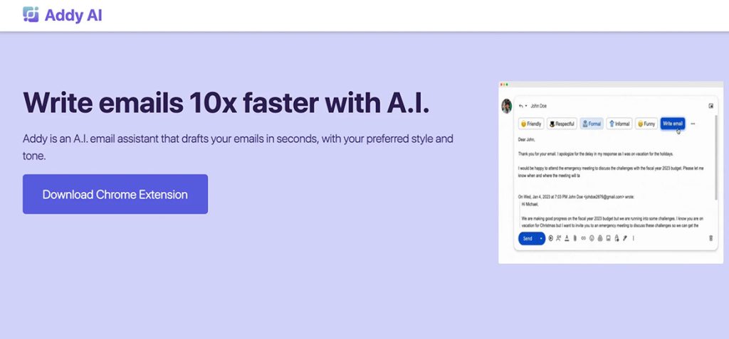 logiciel ecriture email inteligence articficielle addy
