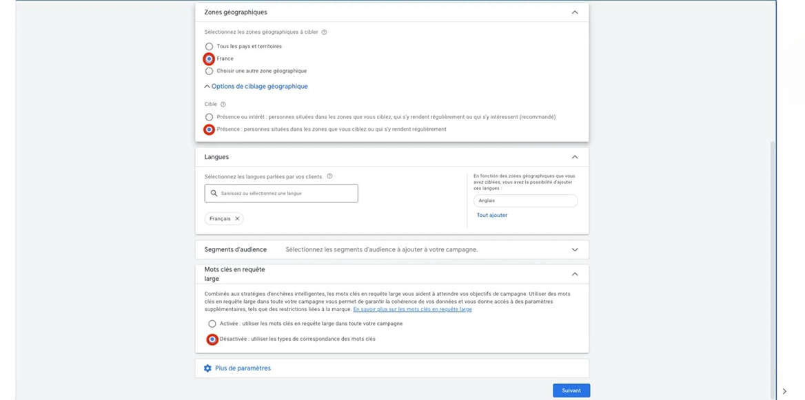 parametrer la campagne 2
